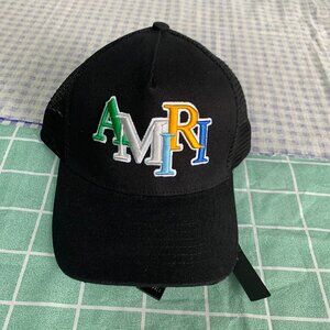Black Canvas Cap With Embroidered Amiri Logo